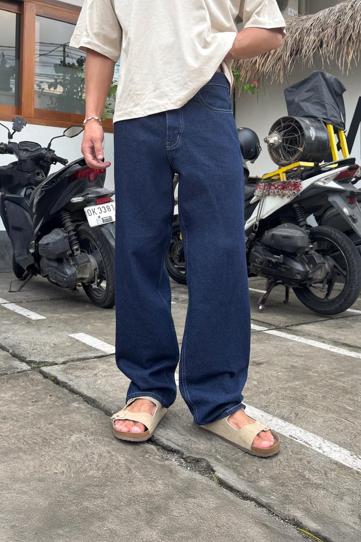 Basic Lacivert Baggy Jean