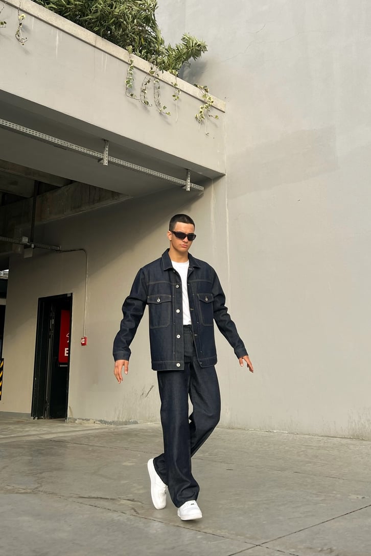 Basic Lacivert Baggy Jean