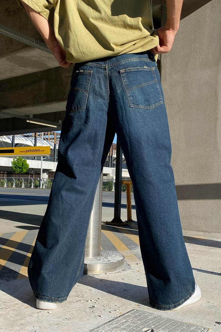 Basic Lacivert Baggy Jean
