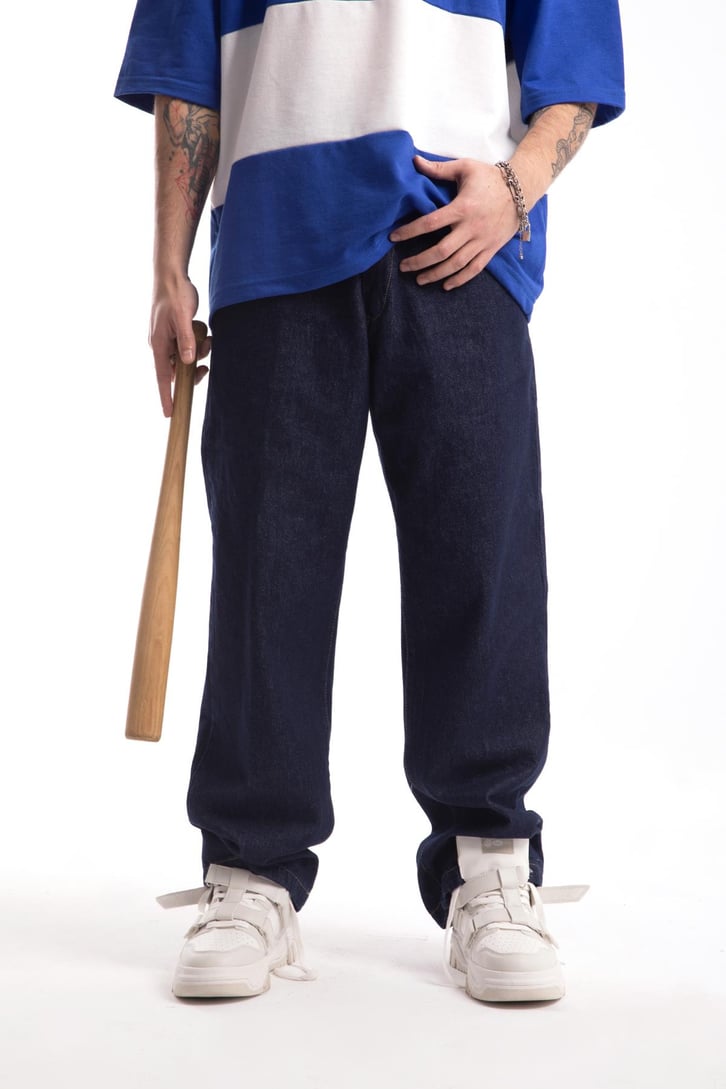 Basic Lacivert Baggy Jean