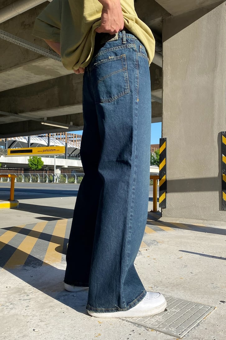 Basic Lacivert Baggy Jean