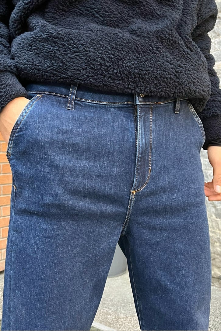 Basic Lacivert İspanyol Paça Jean