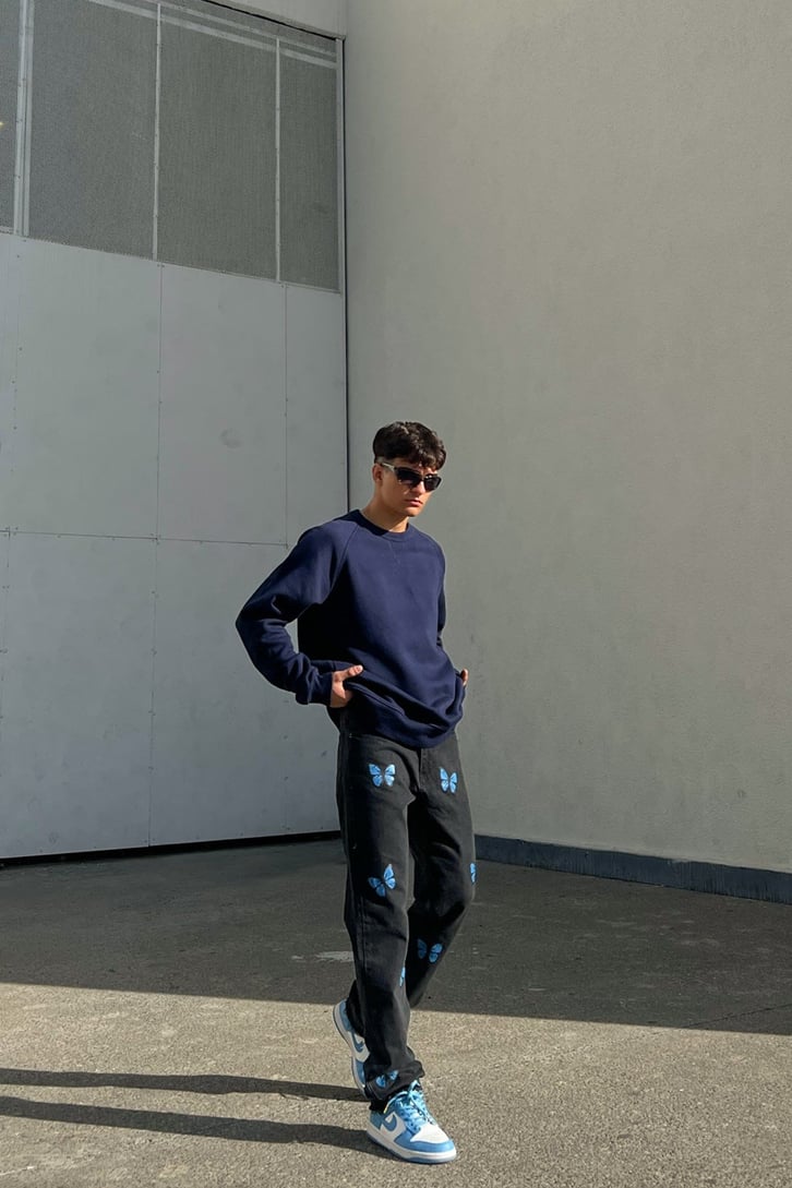 Basic Lacivert Oversize Sweatshirt