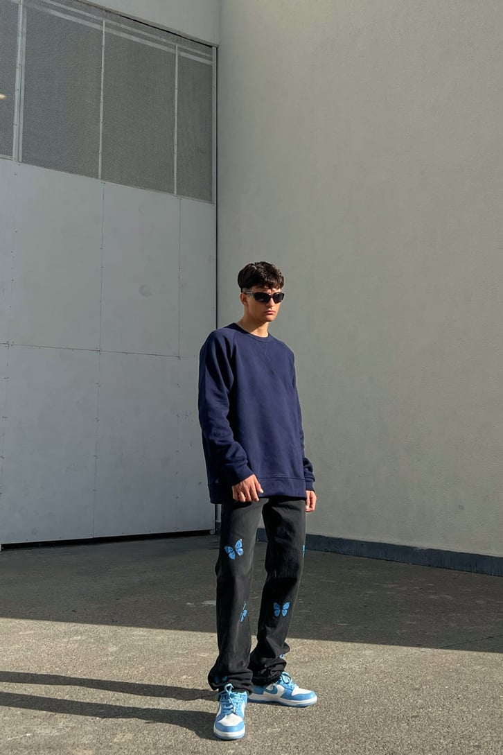 Basic Lacivert Oversize Sweatshirt