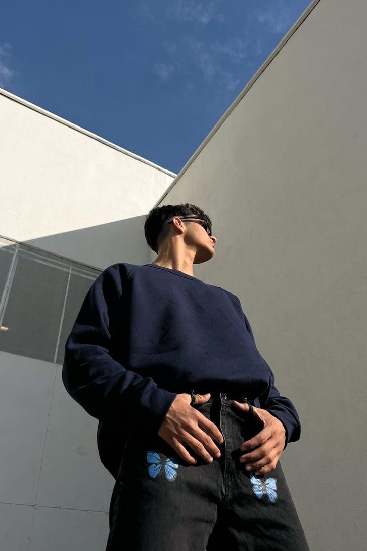 Basic Lacivert Oversize Sweatshirt