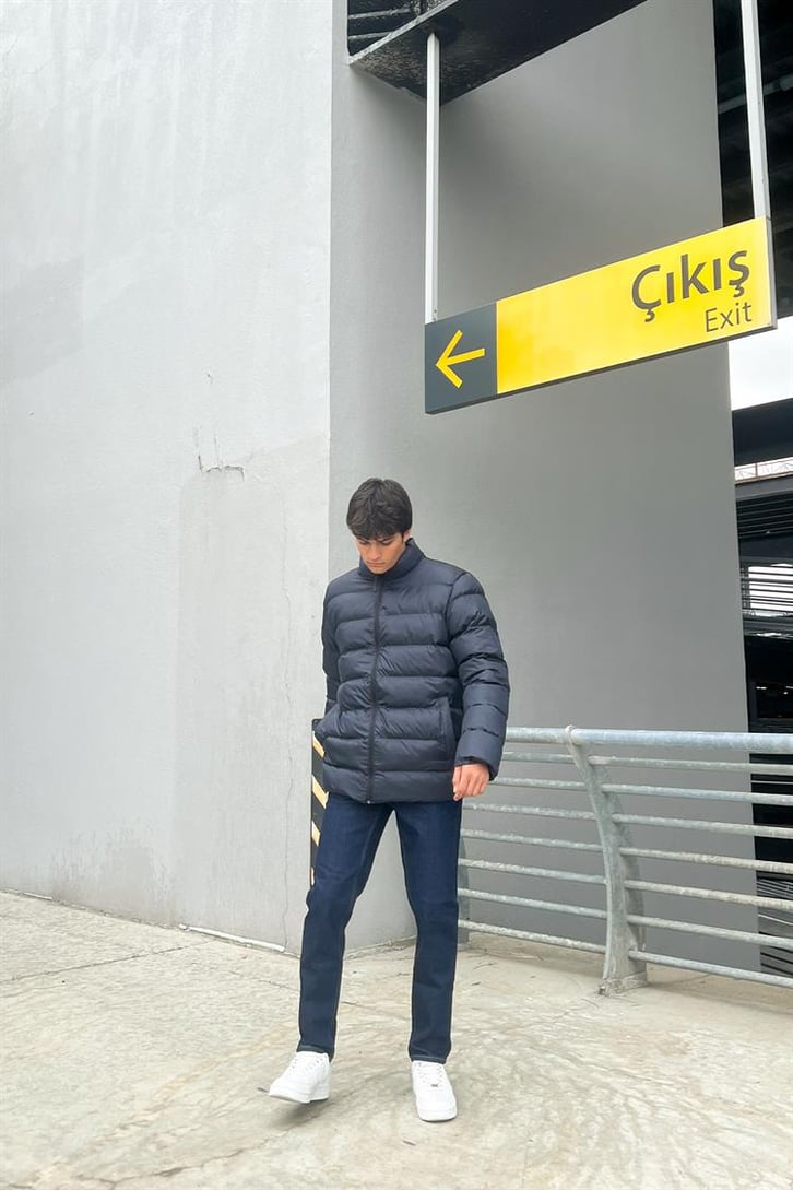 Basic Lacivert Şişme Mont