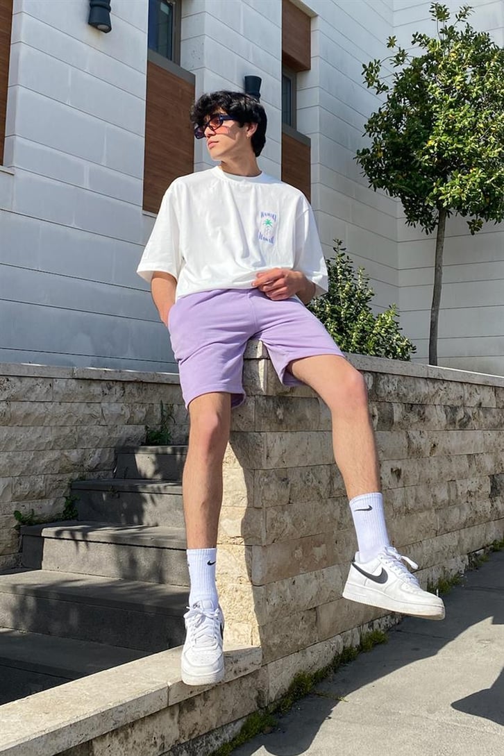Basic Lila Bermuda Şort