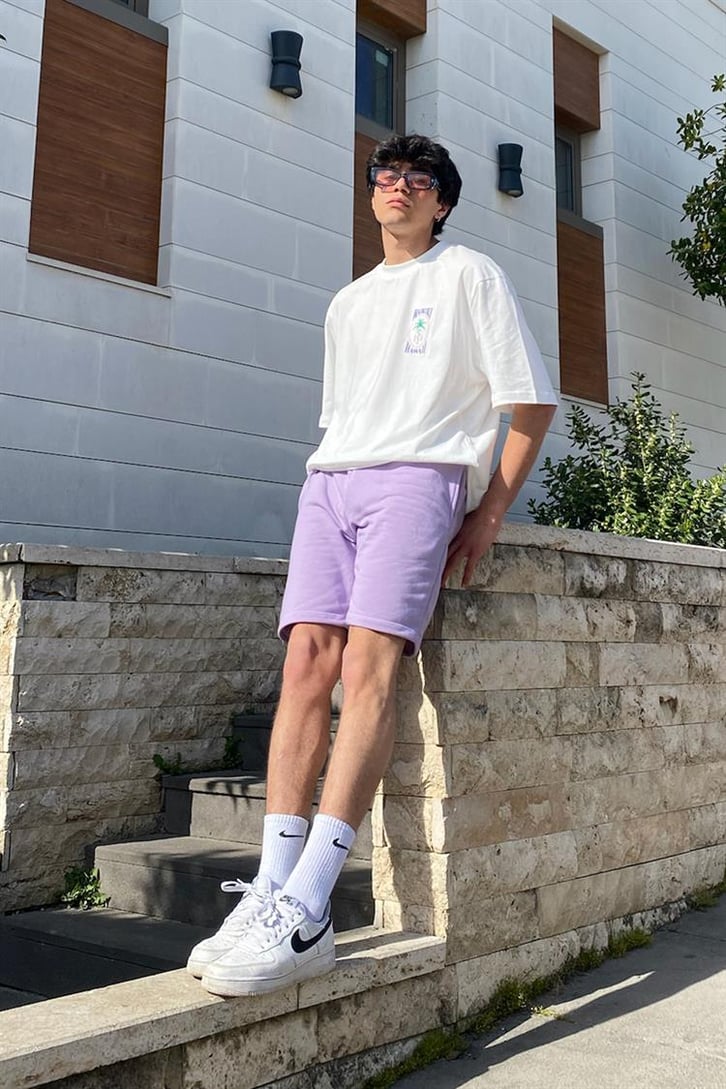 Basic Lila Bermuda Şort