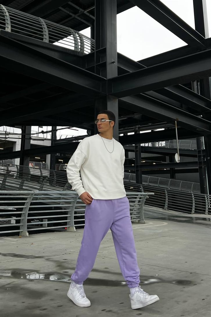 Basic Lila İçi Pamuklu Jogger Fit Eşofman Altı