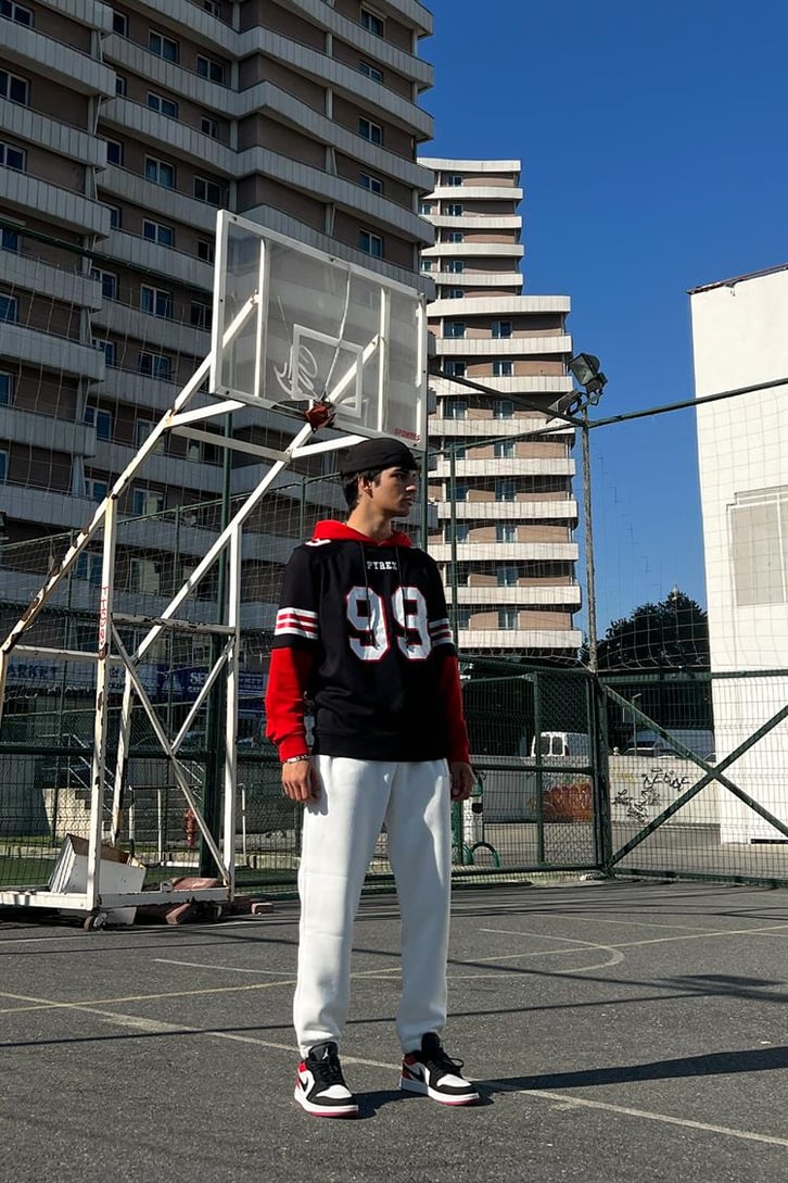 Basic Man Nakışlı Beyaz Jogger Fit Eşofman Altı
