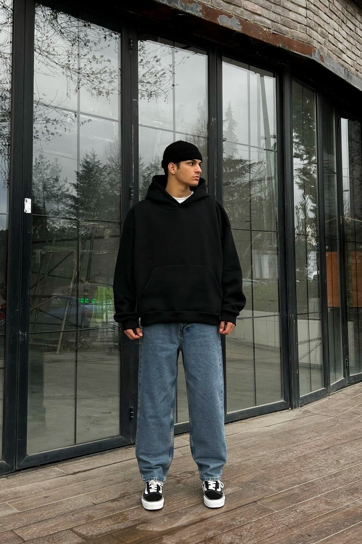Basic Mavi Baggy Jean
