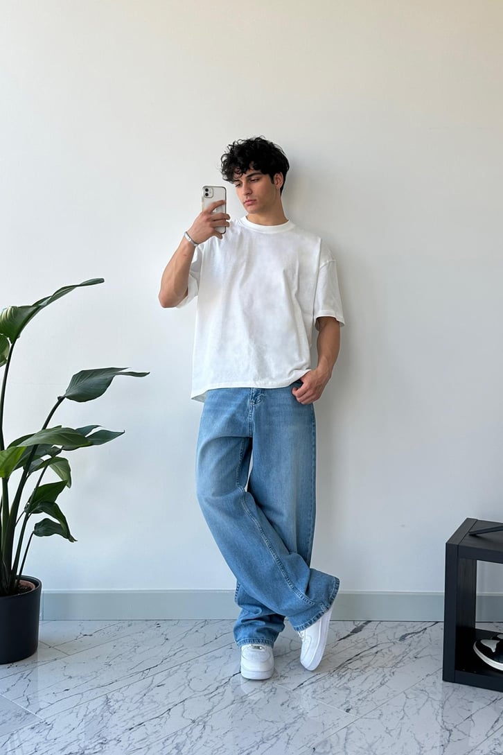 Basic Mavi Baggy Jean