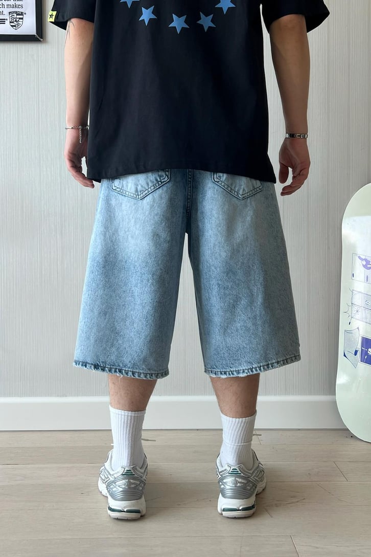 Basic Mavi Baggy Şort