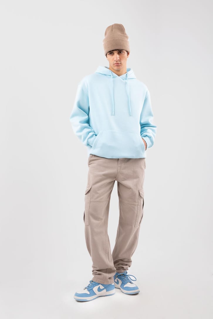 Basic Oversize Bebek Mavisi Hoodie