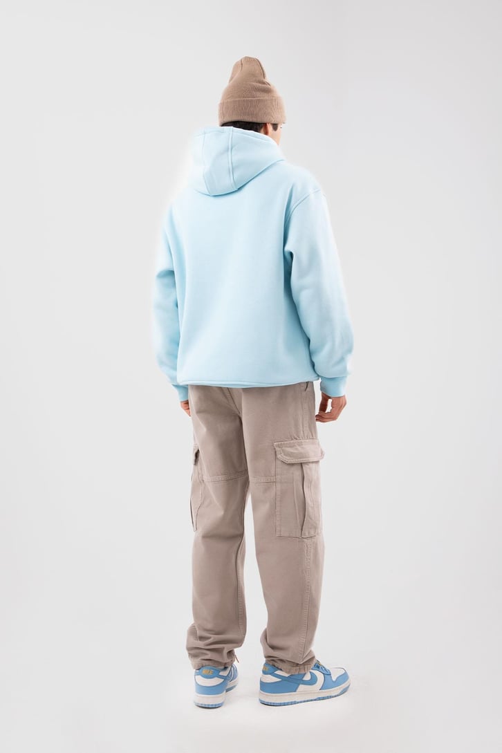 Basic Oversize Bebek Mavisi Hoodie