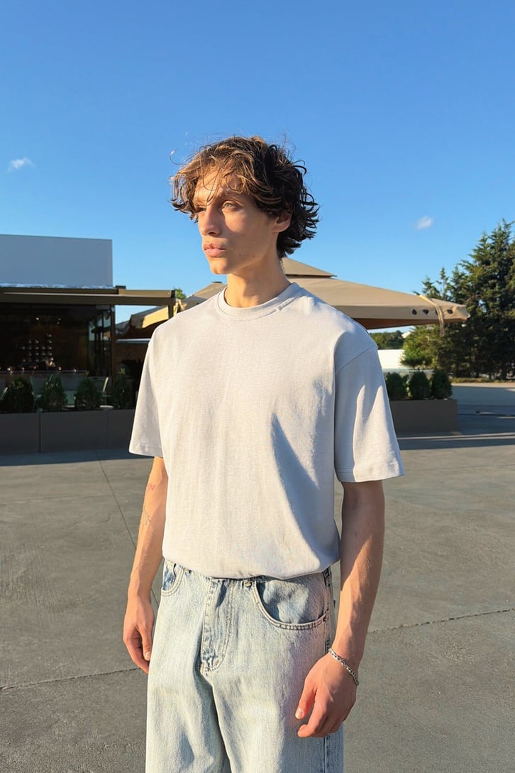 Basic Oversize Fit Taş Rengi Tişört