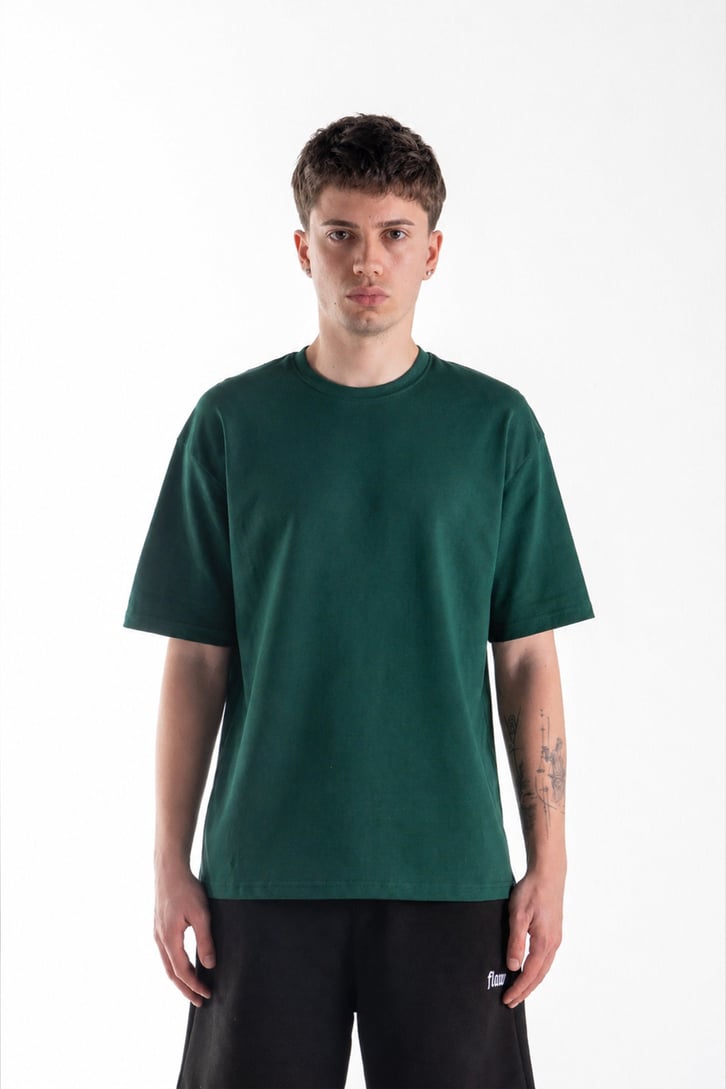 Basic Oversize Fit Yeşil Tişört