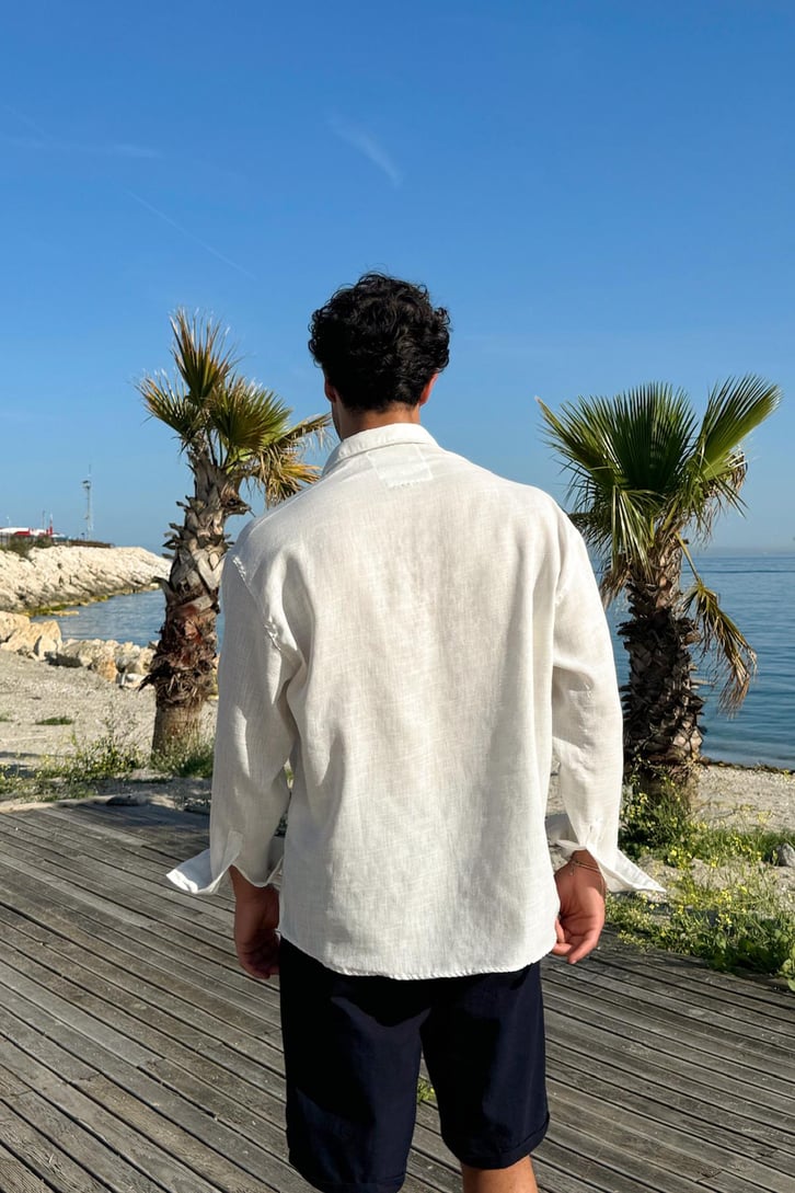 Basic Oversize Keten Gömlek