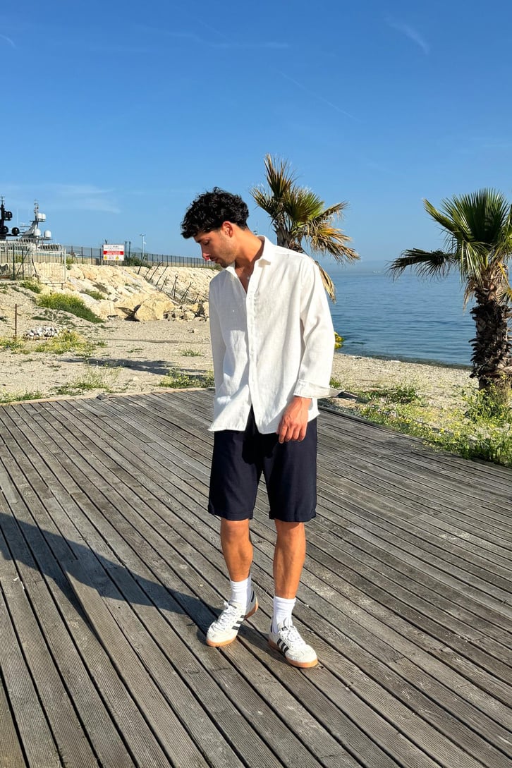Basic Oversize Keten Gömlek