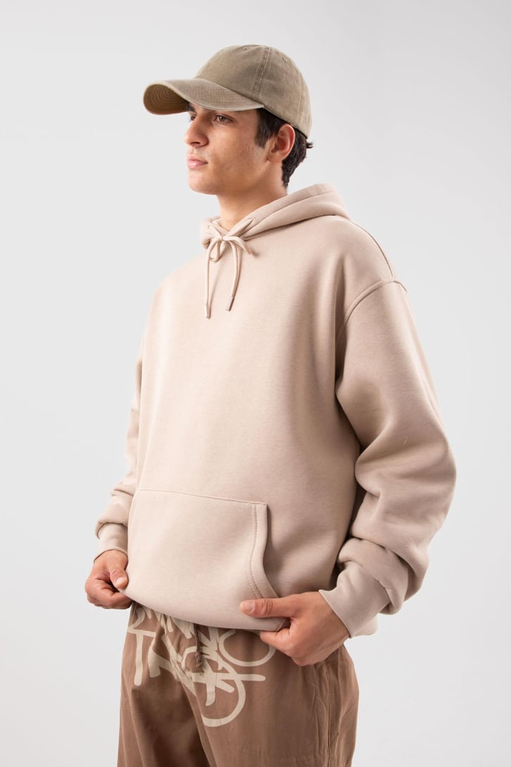 Basic Oversize Yeşil Hoodie