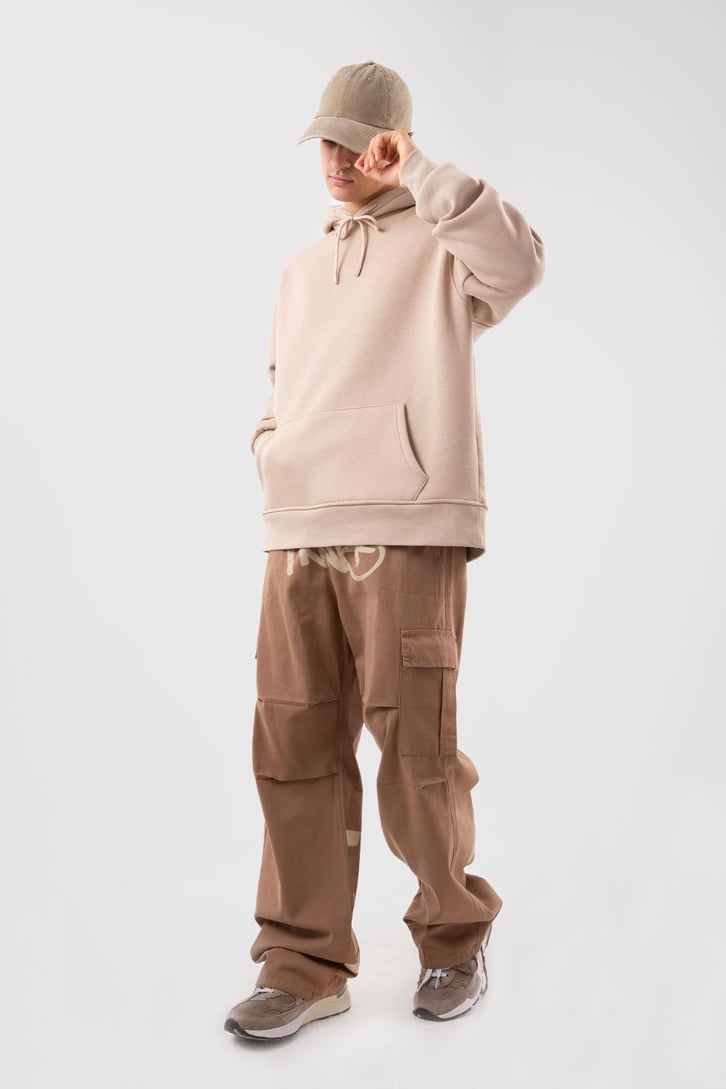 Basic Oversize Yeşil Hoodie