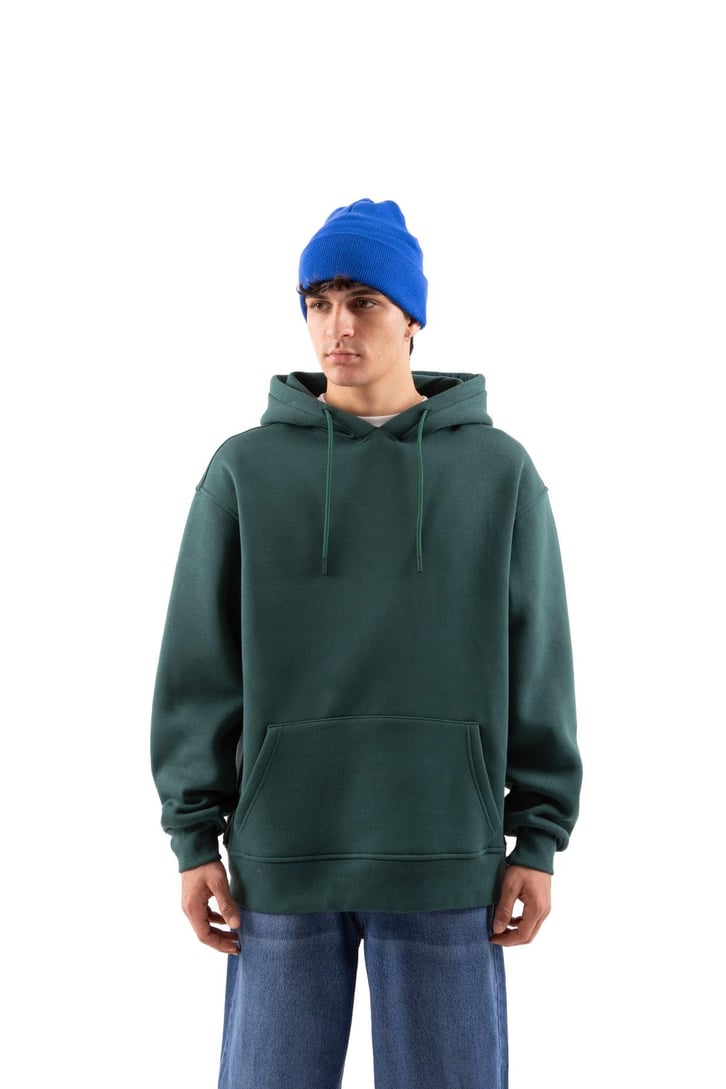 Basic Oversize Yeşil Hoodie