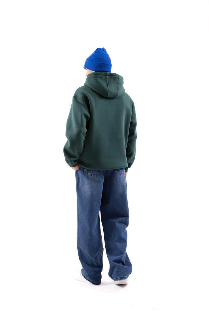 Basic Oversize Yeşil Hoodie