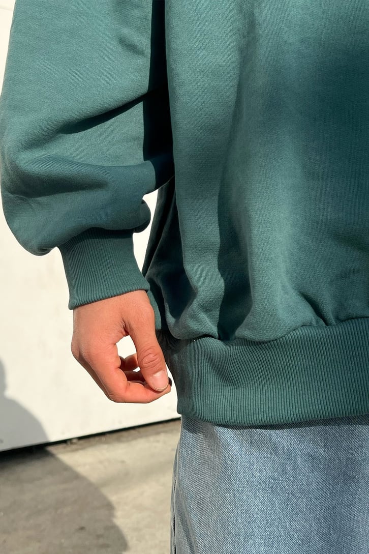 Basic Oversize Yeşil Sweatshirt