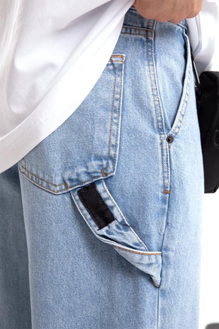 Basic Paça Detaylı Mavi Jogger Fit Jean