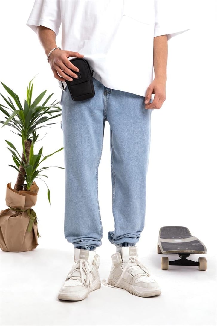 Basic Paça Detaylı Mavi Jogger Fit Jean