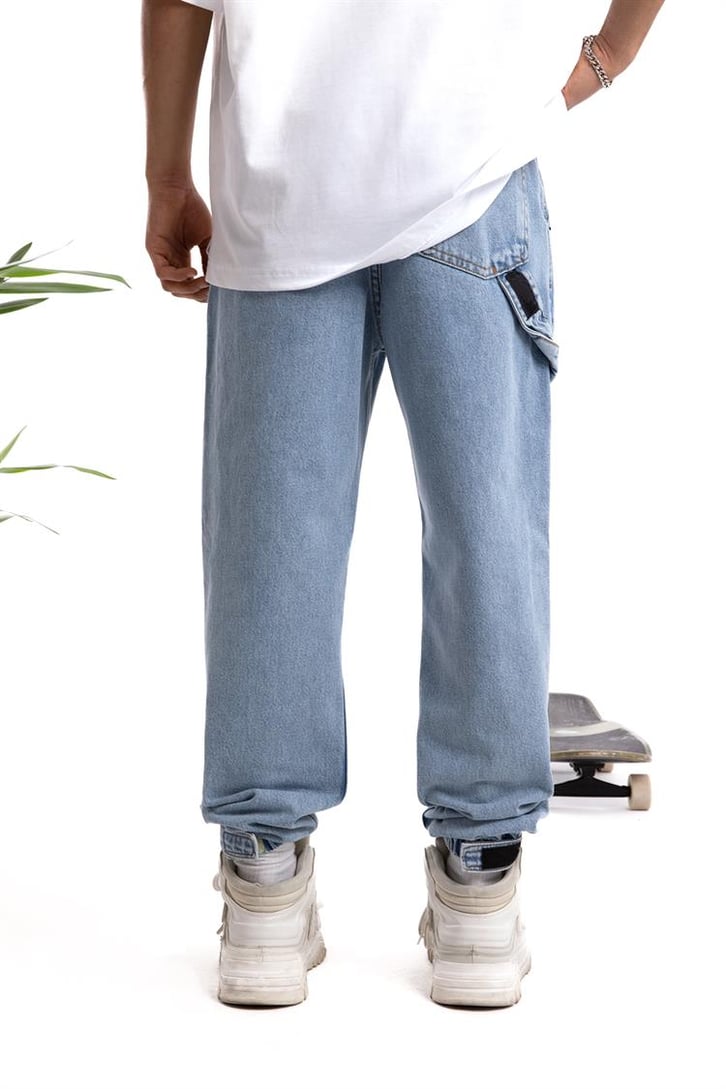 Basic Paça Detaylı Mavi Jogger Fit Jean