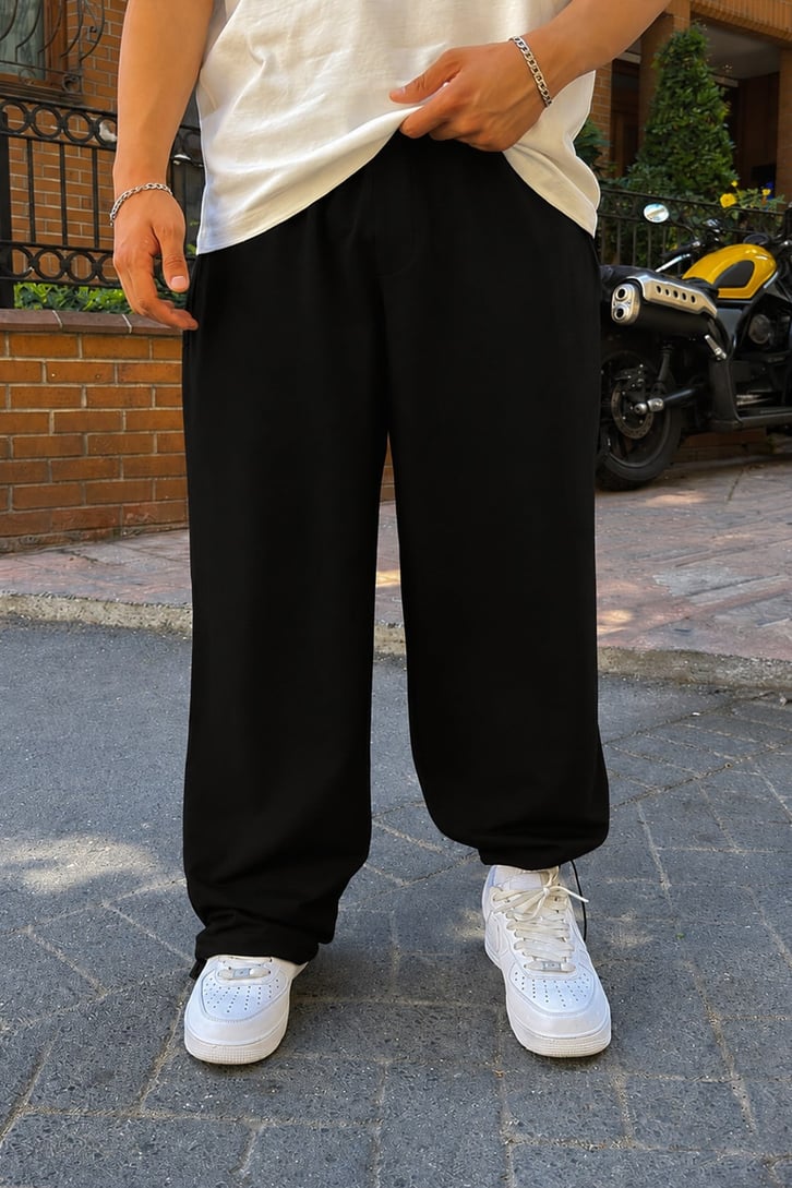 Basic Paça Stoper Siyah Eşofman Altı