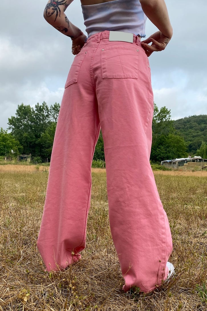 Basic Pembe Baggy Jean