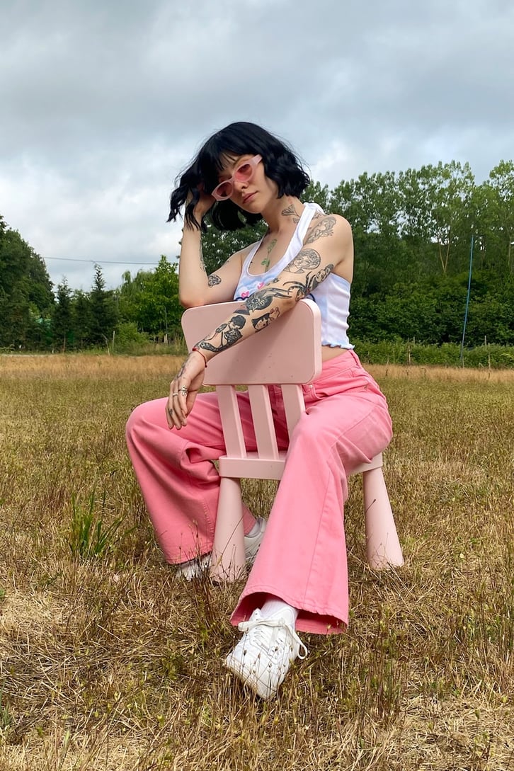 Basic Pembe Baggy Jean