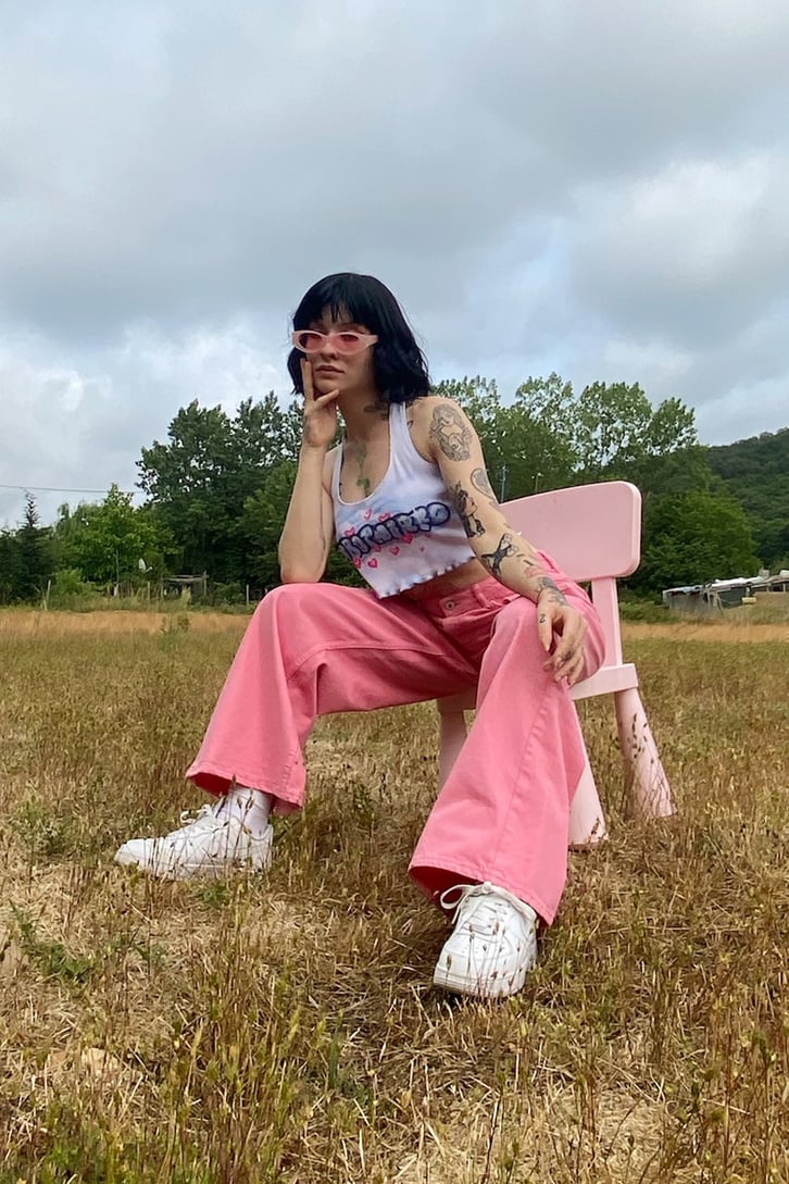Basic Pembe Baggy Jean