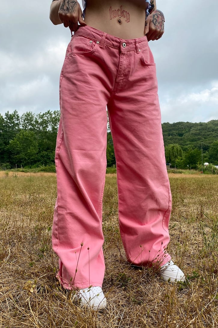 Basic Pembe Baggy Jean
