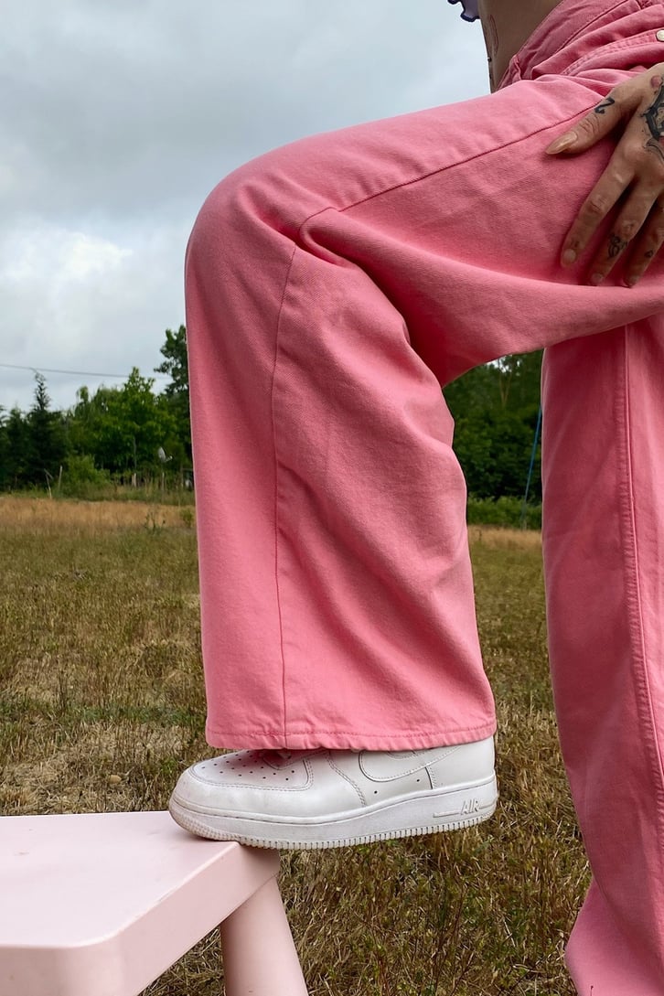 Basic Pembe Baggy Jean