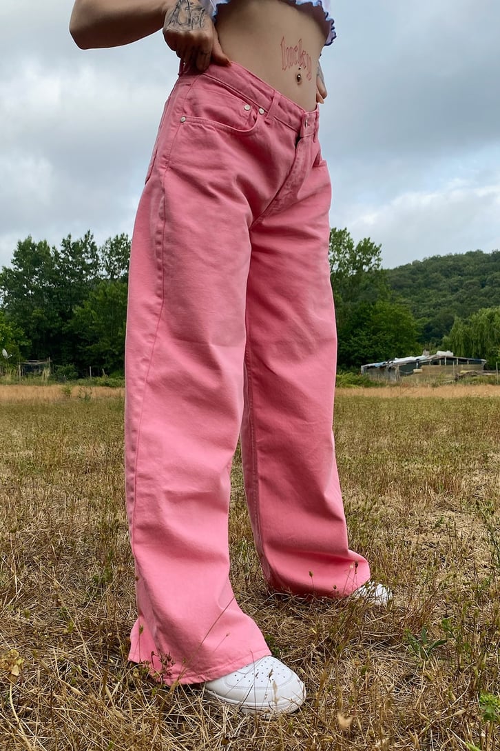 Basic Pembe Baggy Jean