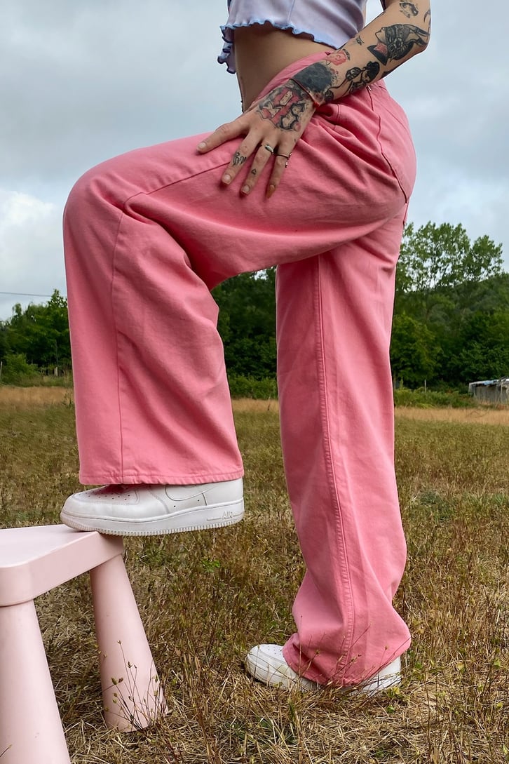 Basic Pembe Baggy Jean