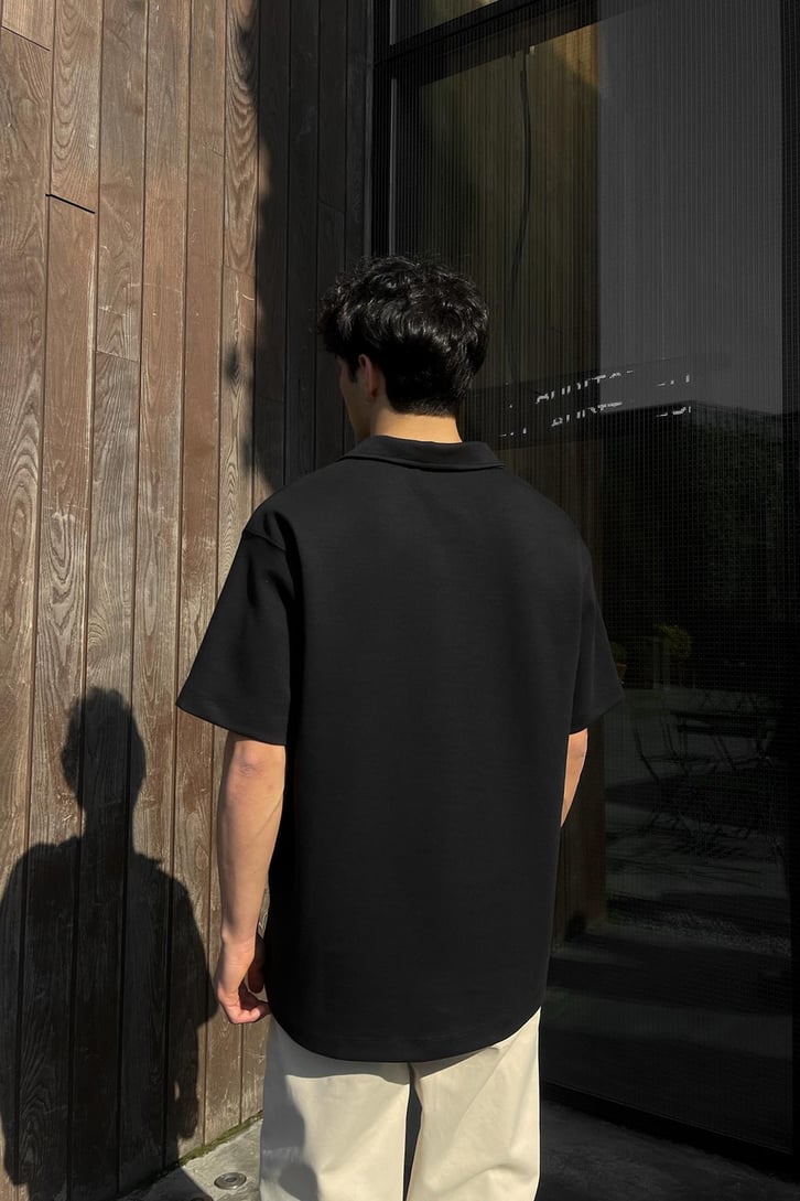Basic Polo Yaka Bej Oversize Tişört