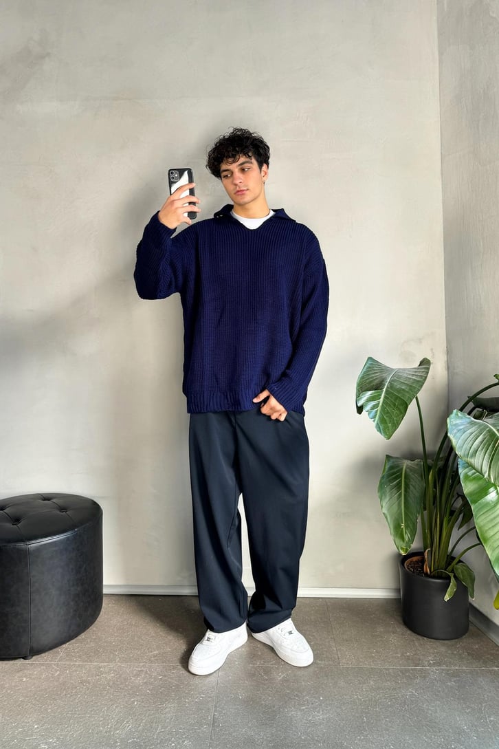 Basic Polo Yaka Triko Kazak