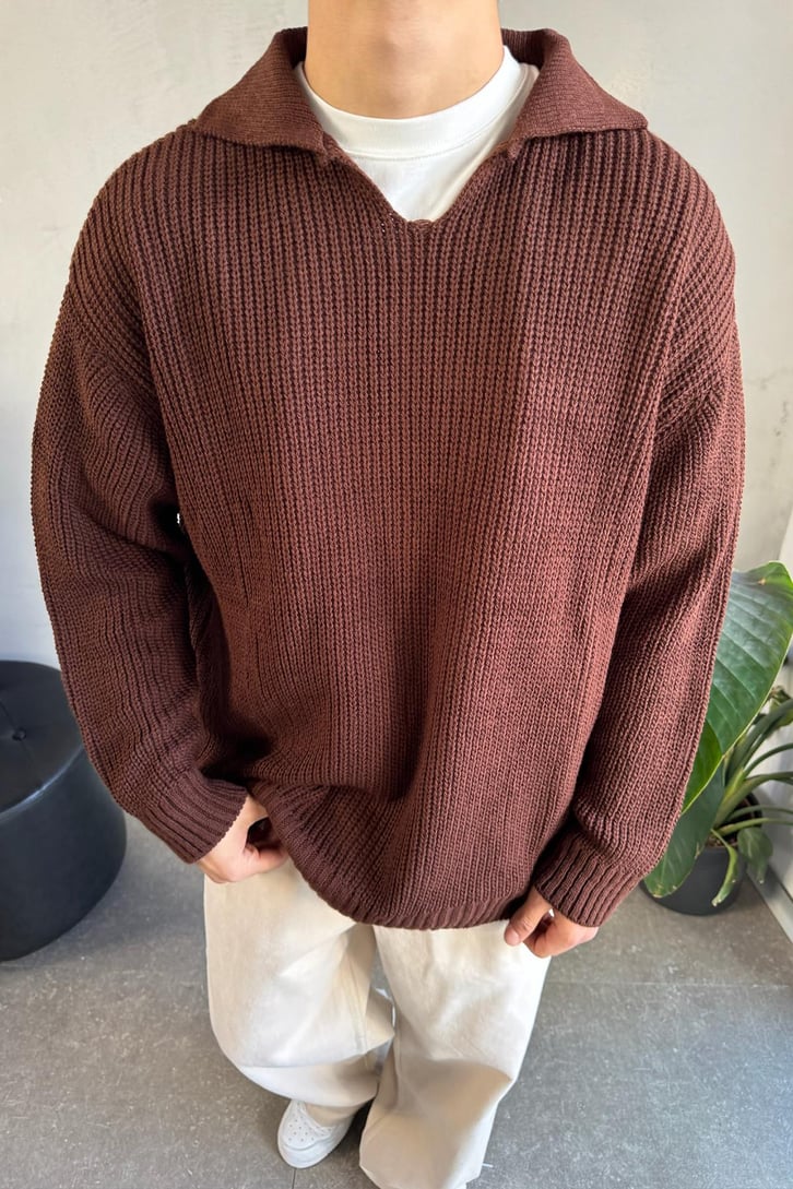 Basic Polo Yaka Triko Kazak