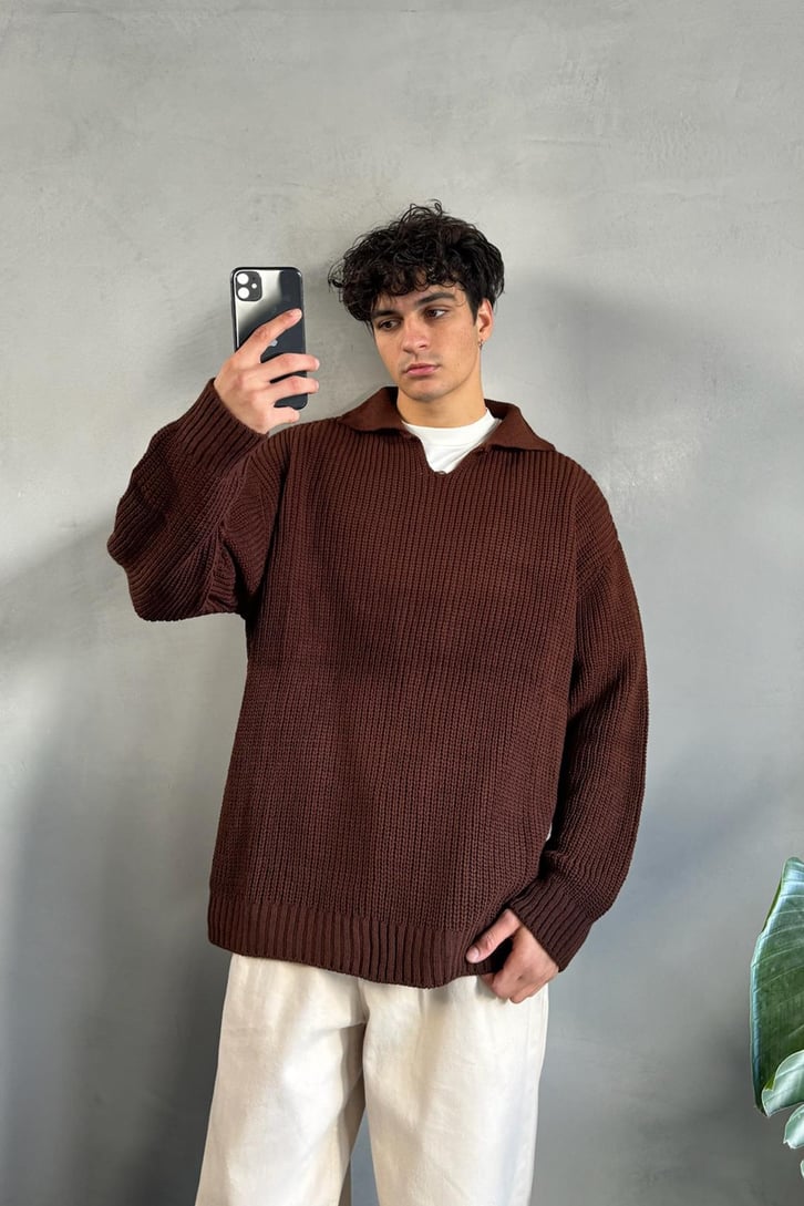 Basic Polo Yaka Triko Kazak