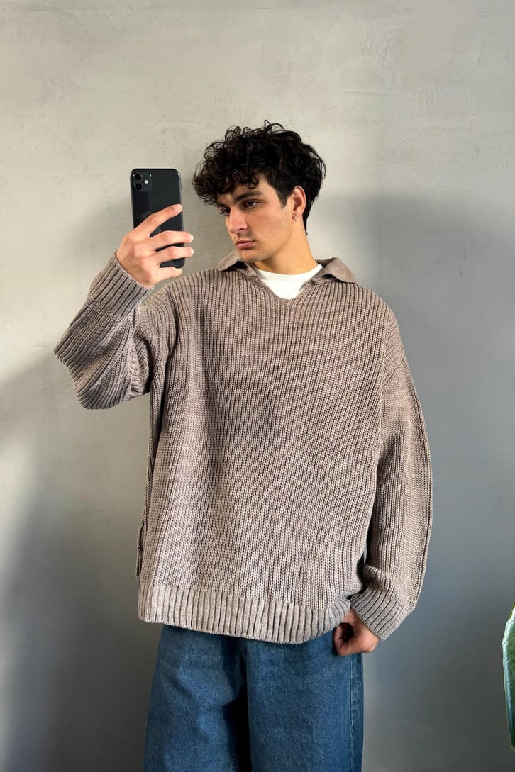 Basic Polo Yaka Triko Kazak