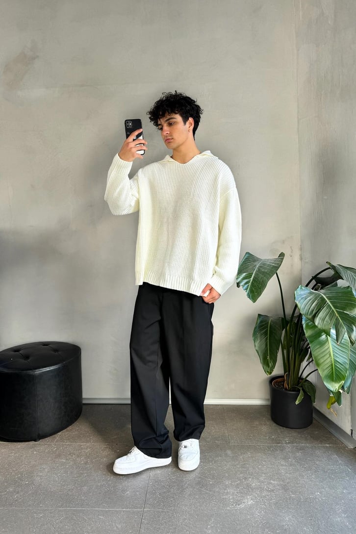 Basic Polo Yaka Triko Kazak