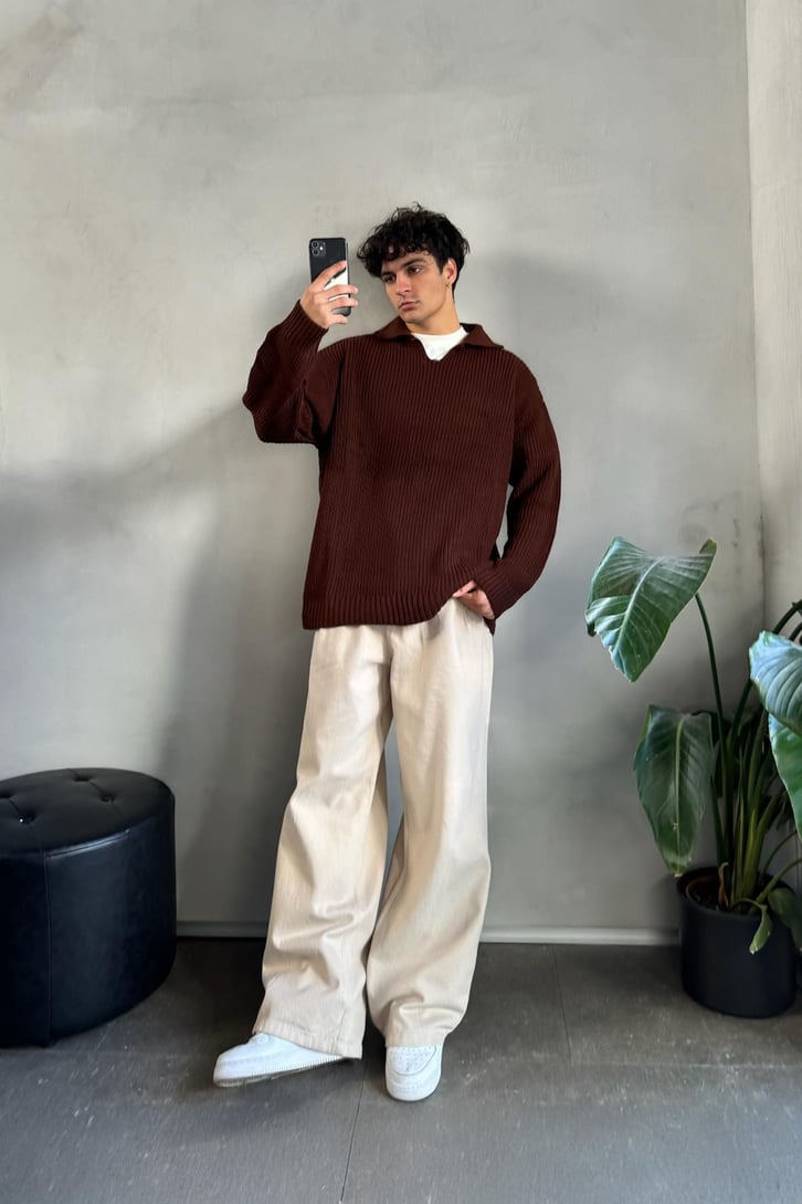 Basic Polo Yaka Triko Kazak