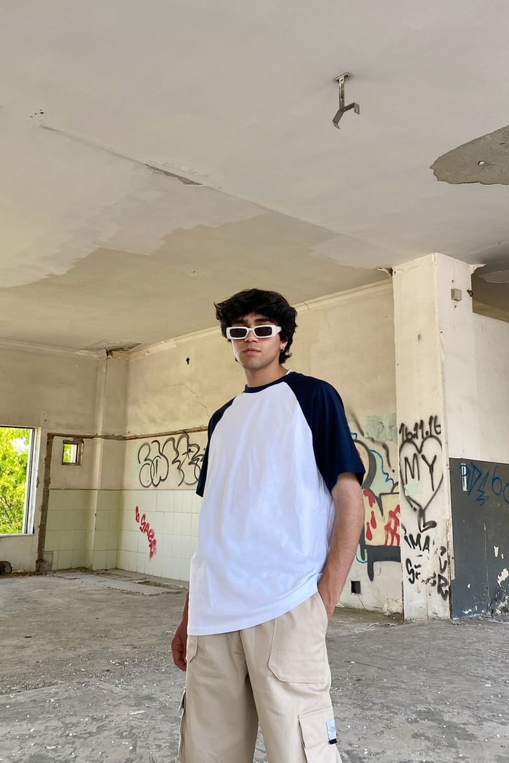 Basic Reglan Kol Beyaz Oversize Tshirt