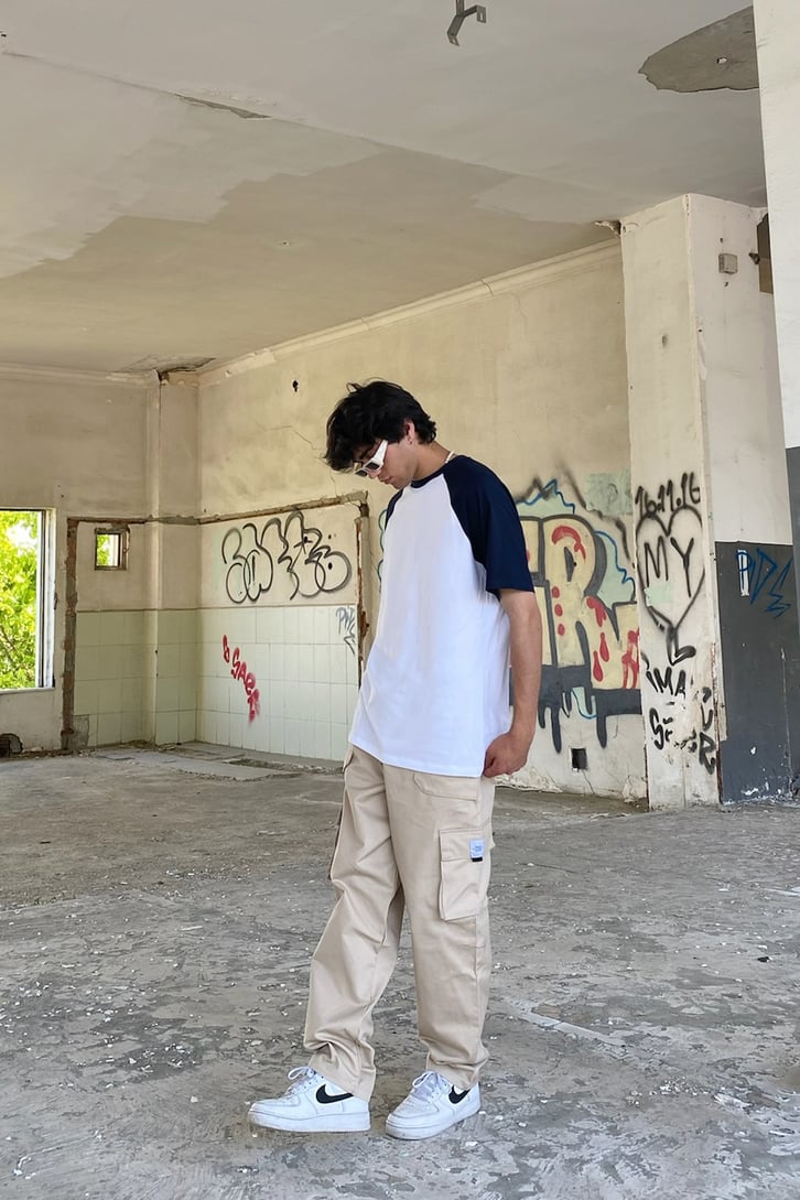 Basic Reglan Kol Beyaz Oversize Tshirt