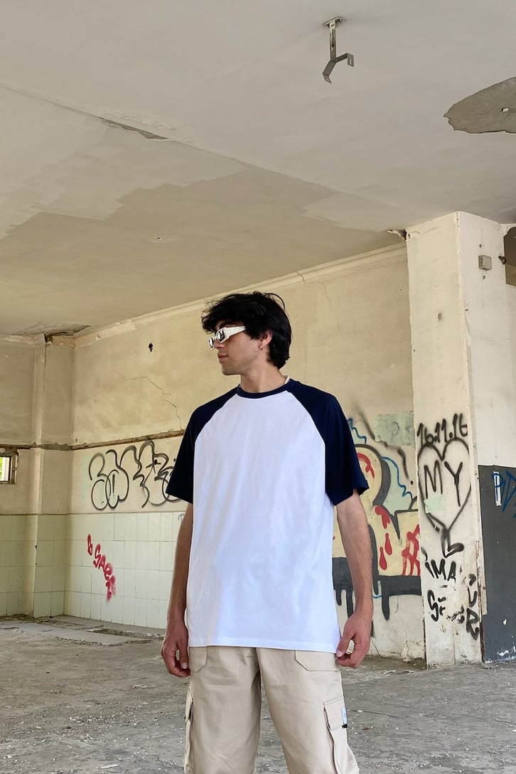 Basic Reglan Kol Beyaz Oversize Tshirt