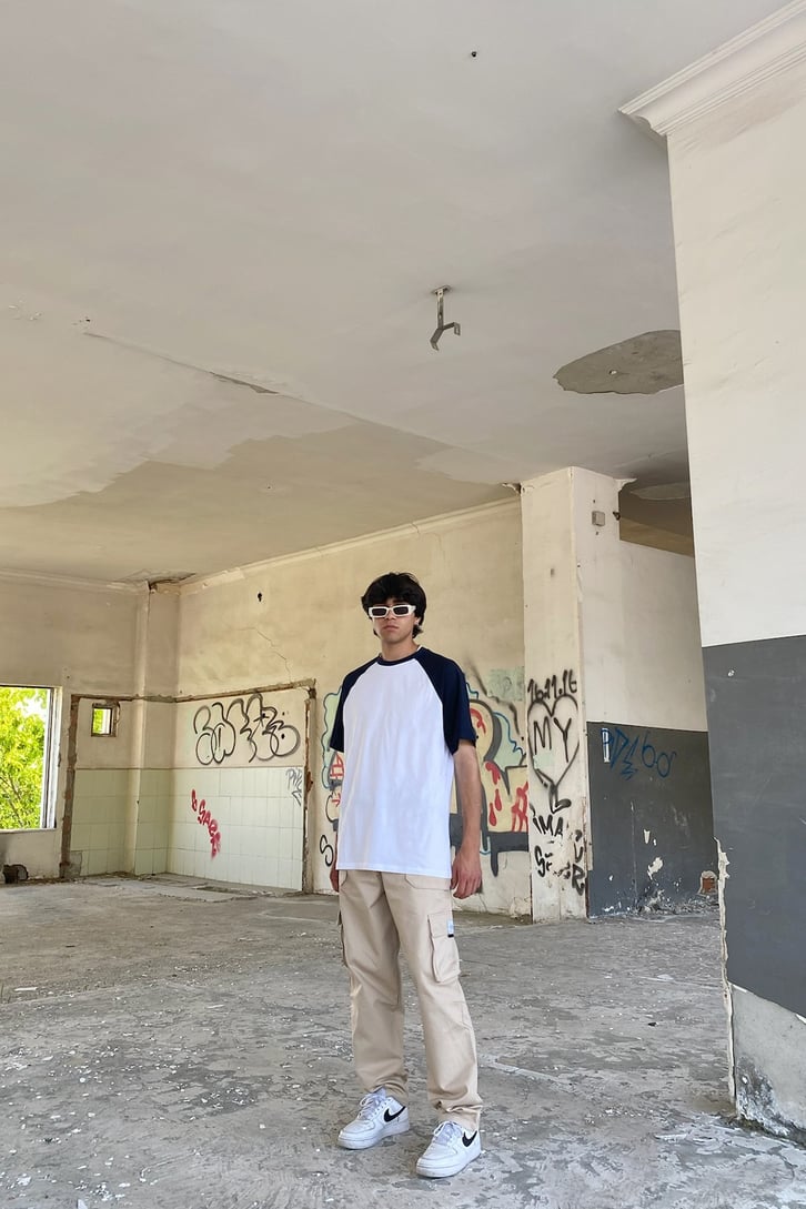 Basic Reglan Kol Beyaz Oversize Tshirt